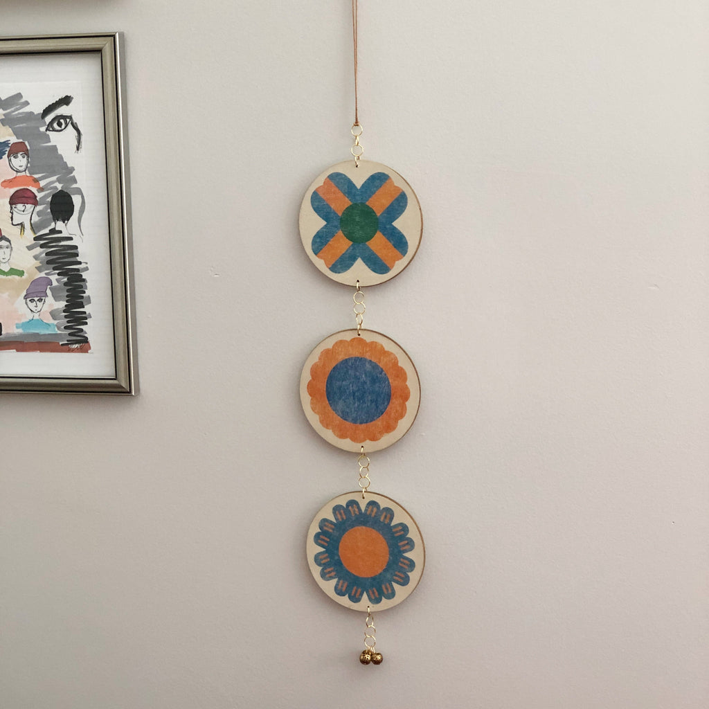 Happy Hanging Modern Mobile - Blooms (Blue, Orange, Green)