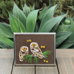 Vintage Owl Watch Crewel Embroidery Framed