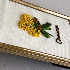 Vintage Cinnamon Crewel Embroidery Framed