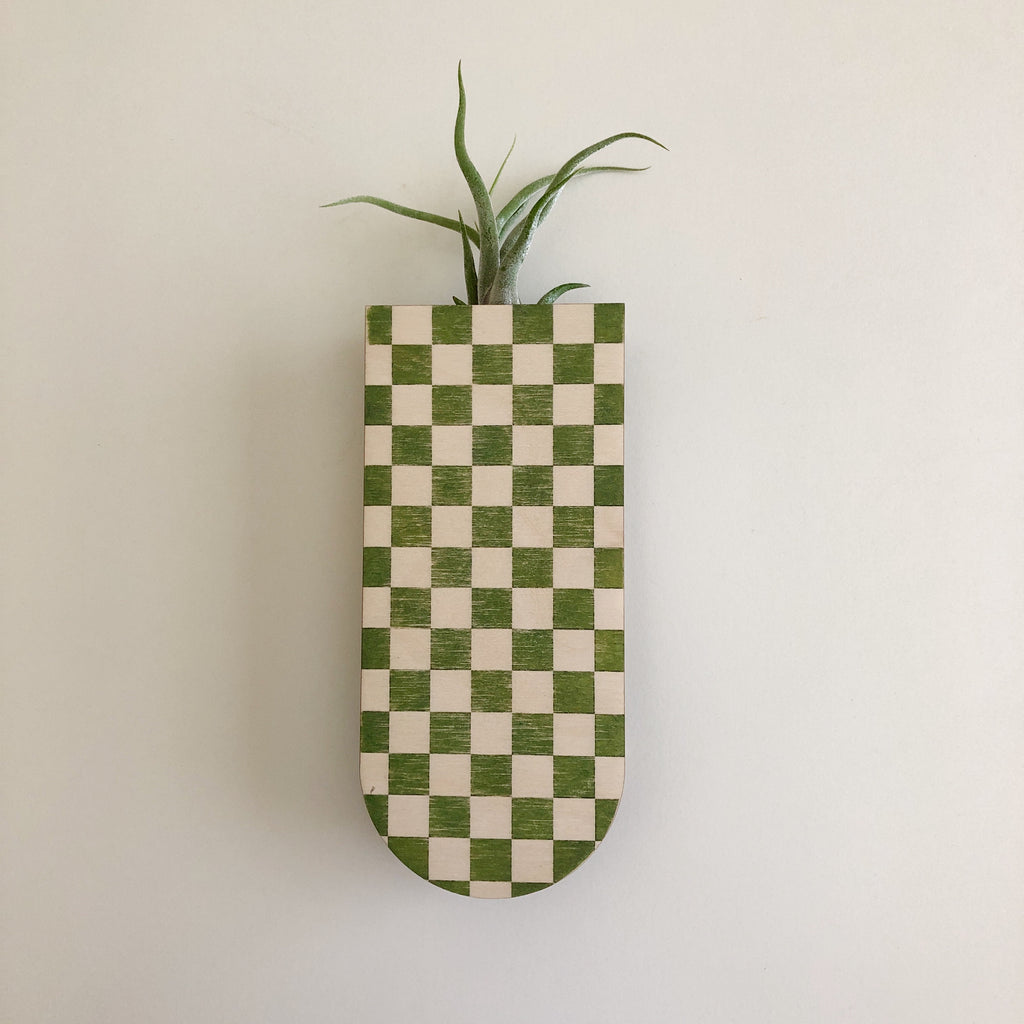 Checkered Skinny Pocket Wall Planter Vase