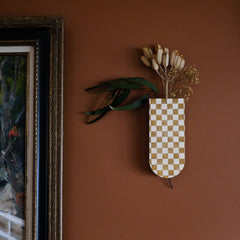 Checkered Skinny Pocket Wall Planter Vase